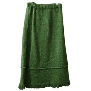 Su-Zen Vintage Green Knit Maxi Skirt Fairycore Boho Long Flowing Size Large